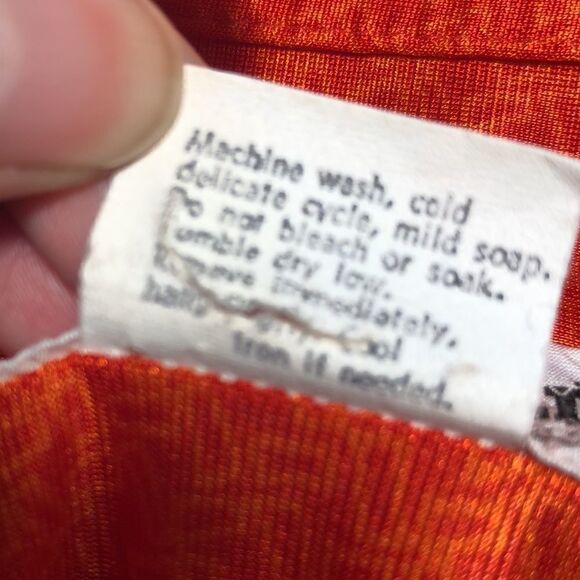 Vintage 1970s Hawaiian 🌺 made Aloha Shirt w/majestic Swan 🦢 in poppy orange - Picture 11 of 12